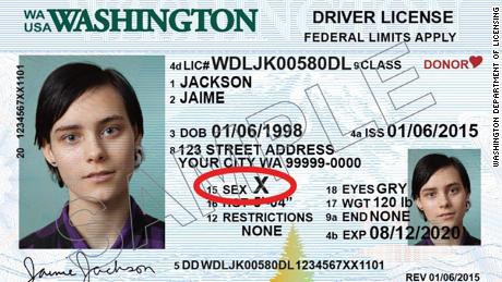 Washington state will offer a third option for gender on state ID cards, allowing those who do not identify as male or female to identify as X.