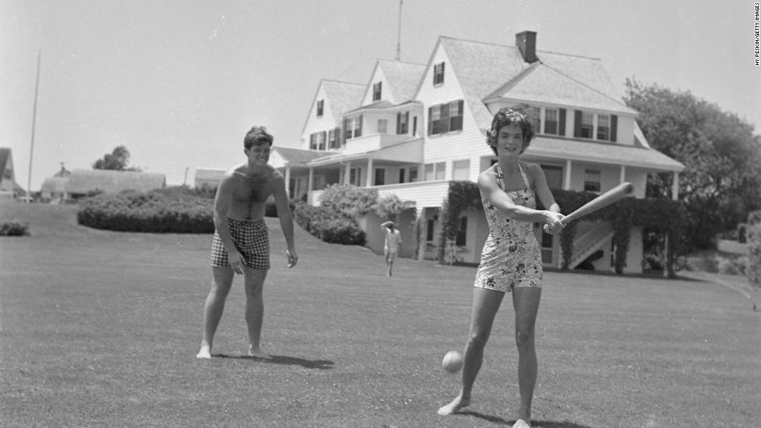 Edward, aka Ted, joins future first lady Jackie Bouvier for a game of baseball in 1953.