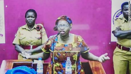 Stella Nyanzi was not permitted to physically attend the court to hear her sentencing, instead appearing on a television screen.