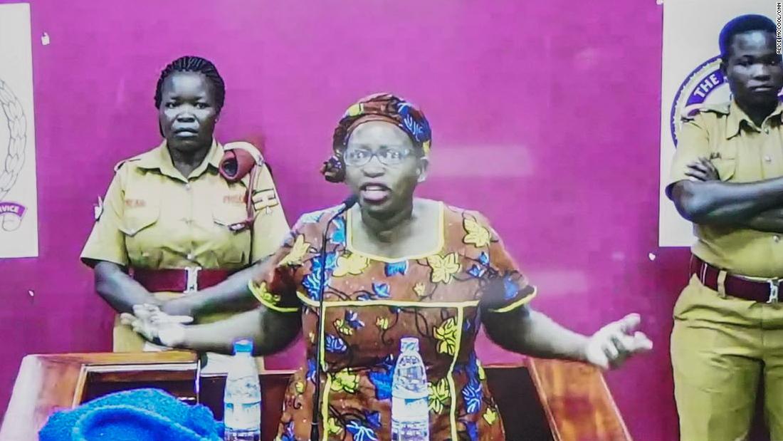 Stella Nyanzi was not permitted to physically attend the court to hear her sentencing, instead appearing on a television screen.