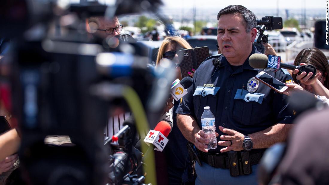 El Paso Police Department Sgt. Robert Gomez briefs the media on the shooting.