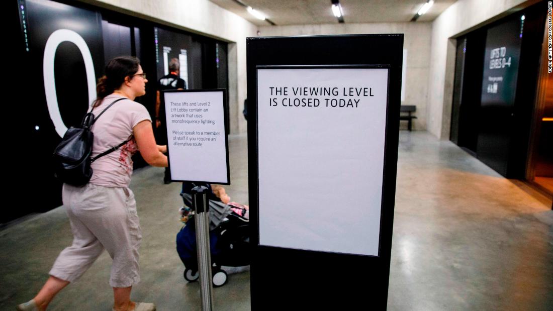 The viewing gallery remained closed on Monday.