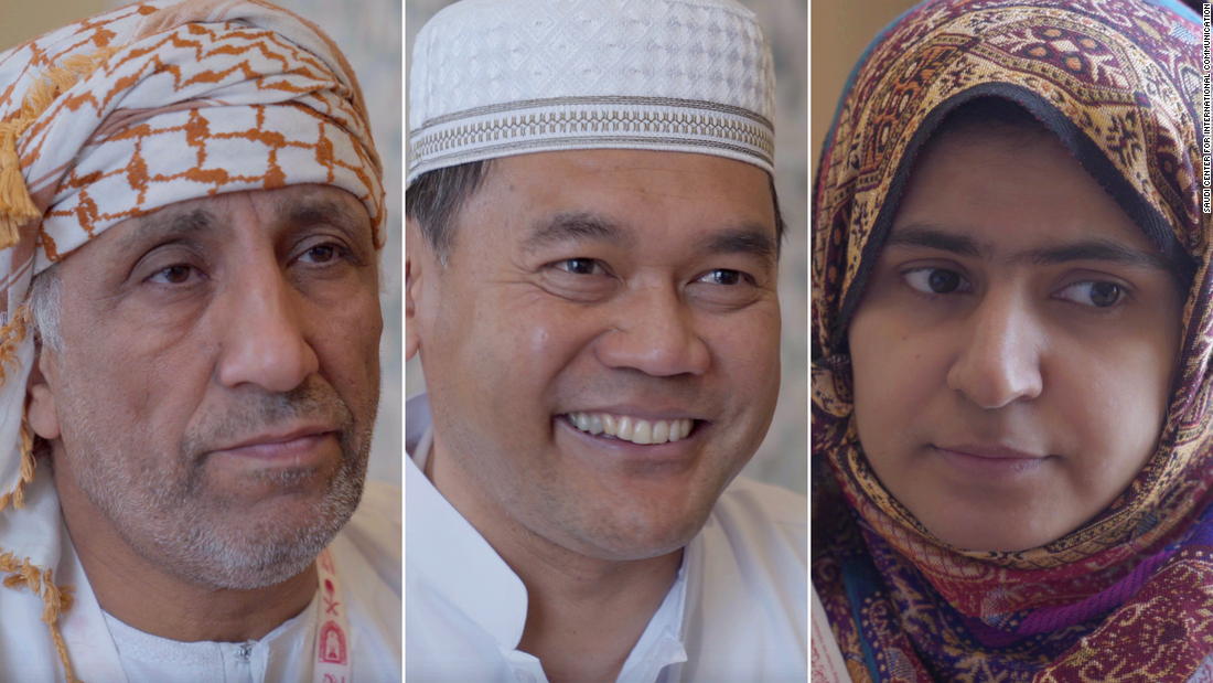 From left to right, Taj Mohammed, Rashid Omar and Maryam Gul, who have traveled from New Zealand to Mecca this week to perform the annual Hajj pilgrimage.