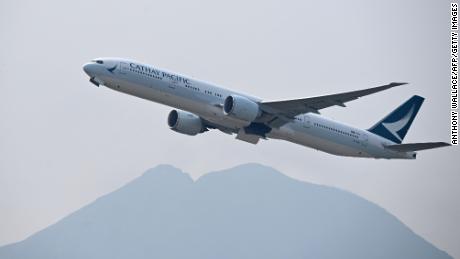 A Cathay Pacific passenger plane takes off from Hong Kong&#39;s international airport on March 13, 2019. (Photo by Anthony WALLACE / AFP)        (Photo credit should read ANTHONY WALLACE/AFP/Getty Images)