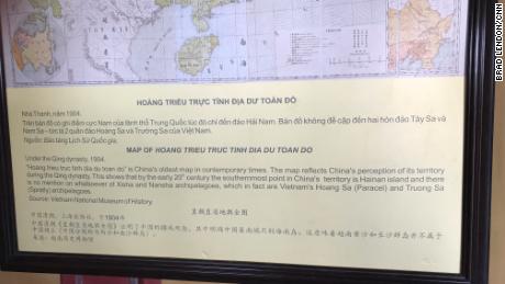 At the Citadel in Hue, there&#39;s a map of what Vietnam calls &quot;China&#39;s oldest map of contemporary times.&quot;
&quot;This shows that by the early 20th century, the southernmost point in China&#39;s territory is Hainan island and there is no mention whatsoever of Xisha and Nansha archipelagoes which in fact are Vietnam&#39;s Hoang Sa (Paracel) and Truong Sa (Spratly) archipelagoes,&quot; a caption on the large wall display reads.