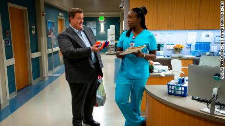 Billy Gardell as Bob and Folake Olowofoyeku as Abishola in a new comedy from Chuck Lorre, 'Bob❤ Abishola' (Photo: Sonja Flemming/CBS) 