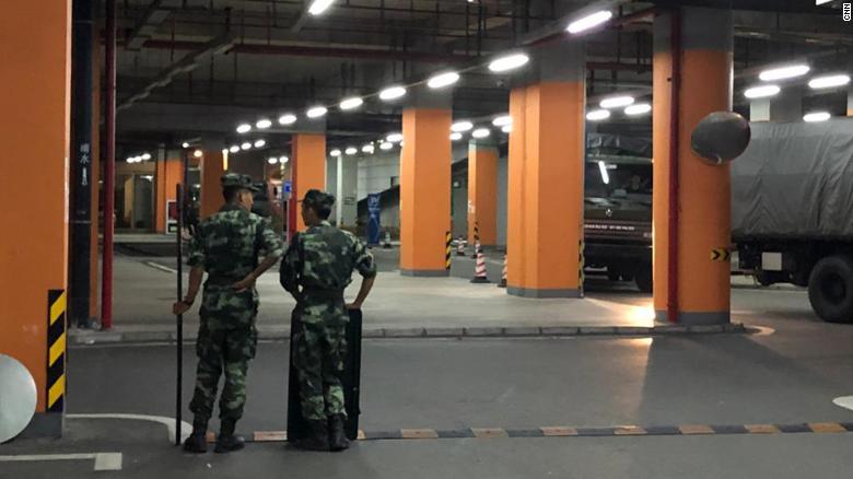 Chinese paramilitary units in Shenzhen, China.