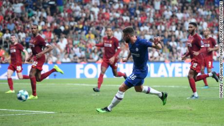 Olivier Giroud gave Chelsea a first-half lead in Istanbul.