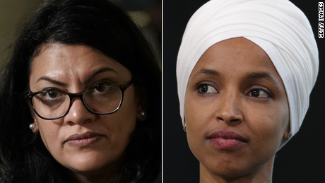 Rashida Tlaib, left, and Ilhan Omar, right.