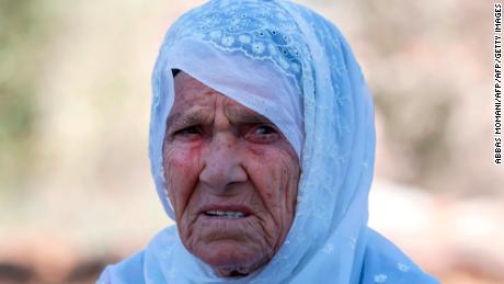 Muftia Tlaib, the maternal grandmother of US Congresswoman Rashida Tlaib, outside her home in Beit Ur al-Fouqa on Thursday. 