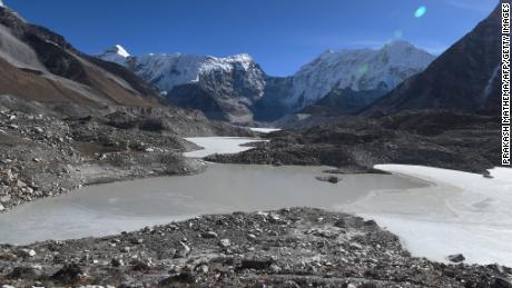 The Imja glacial lake in the Himalaya.