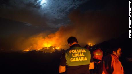 Over 9,000 evacuated as wildfire rages in Spanish holiday hotspot, the Canary Islands, for second time this summer