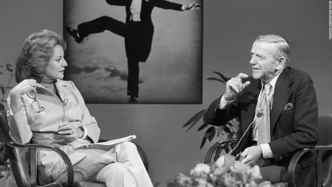 Walters interviews dancer Fred Astaire on his birthday in 1976.