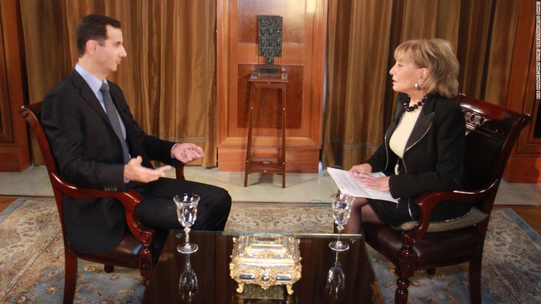Walters sits down with Syrian President Bashar al-Assad in 2011. It was his first on-camera interview with an American journalist since the start of the uprising in Syria.