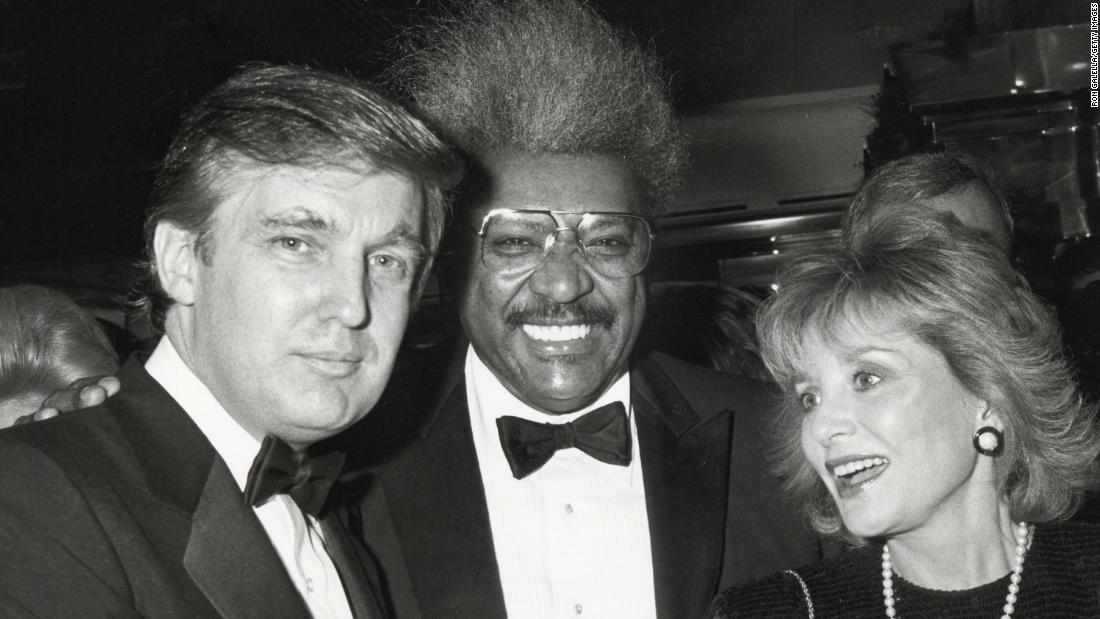 Walters is photographed with Donald Trump and Don King in 1987.