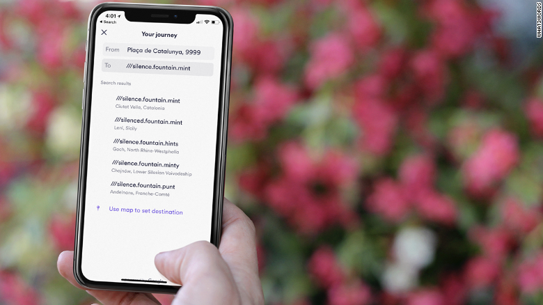 Three-word addresses shown on Cabify&#39;s app. The Spanish ride-hailing company recently partnered with what3words to help its users share more specific destinations with drivers.
