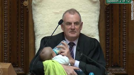 New Zealand speaker raises legislator's child during parliamentary debate 