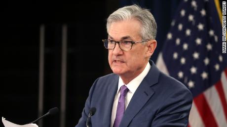 Federal Reserve Board Chairman Jerome Powell speaks during a news conference after the attending the Board&#39;s two-day meeting, on July 31, 2019 in Washington, DC. Powell announced that the Fed agreed to cut interest rates by a quarter of a point, which is the first rate cut since 2008.