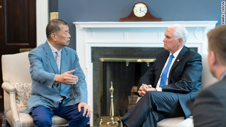 Jimmy Lai met with US Vice President Mike Pence in July 2019.