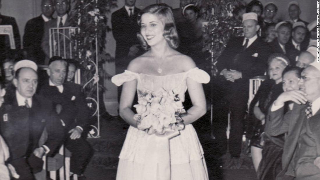 Ginsburg is the maid of honor at a cousin&#39;s wedding in 1951.