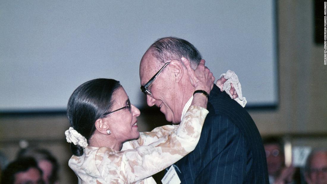 Ginsburg and her husband embrace while attending an event. The two were married for nearly 60 years. Martin Ginsburg died in 2010.