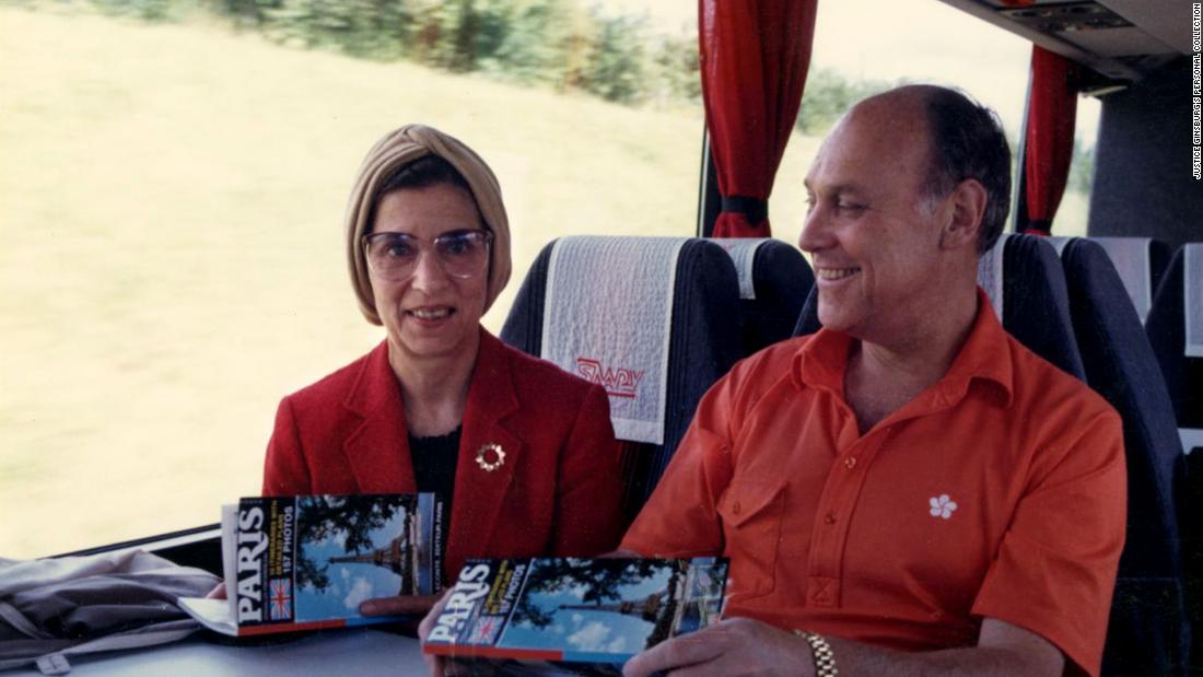 Ginsburg and her husband take a bus to Paris circa 1988.