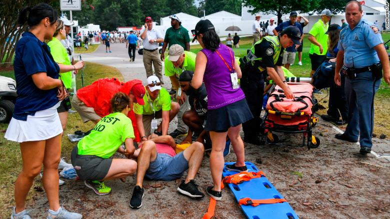 Several people were wounded after lightning hit a tree at the East Lake Golf Club on Saturday.