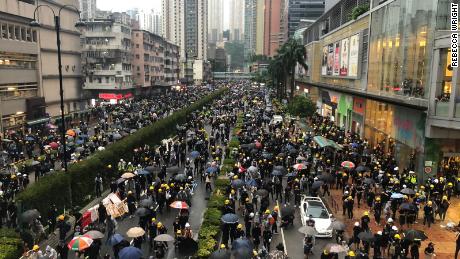 Thousands of protesters gathered in Hong Kong&#39;s Tsuen Wan district on August 25, 2019.