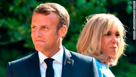 Emmanuel Macron and his wife Brigitte Macron 