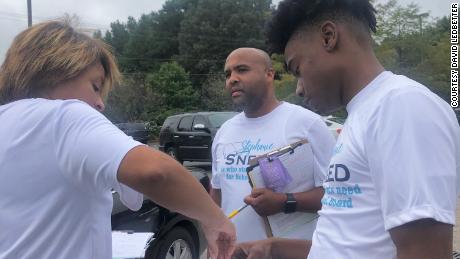 Ledbetter and a group of volunteers got the word out for people to vote.