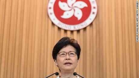 Hong Kong Chief Executive Carrie Lam speaks at a press conference in Hong Kong on August 27, 2019.