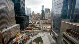 NEW YORK, NY - MARCH 15: A view of the Hudson Yards development site during the opening day for phase one of on the West Side of Midtown Manhattan, March 15, 2019 in New York City. Four towers, including residential, commercial, and retail space, and a large public art sculpture made up of 155 flights of stairs, called 'The Vessel,' will open to the public. The developer of the project, Related Companies, calls it the most expensive endeavor in the city since Rockefeller Center. (Photo by Drew Angerer/Getty Images)