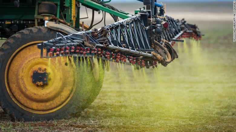 Herbicide is sprayed on a soybean field in the Cerrado plains near Campo Verde, Mato Grosso state. The neighboring Pantanal area, a sanctuary of biodiversity, is presently at risk because of the intensive culture of soybean and the deforestation, scientists said. 