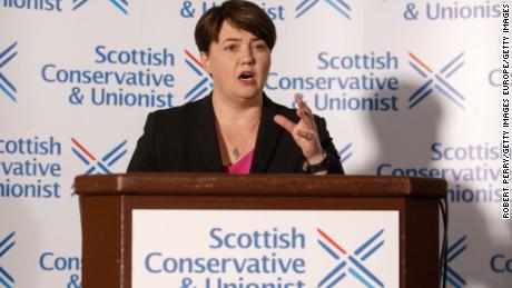 Ruth Davidson announces her resignation in a press conference on Thursday.