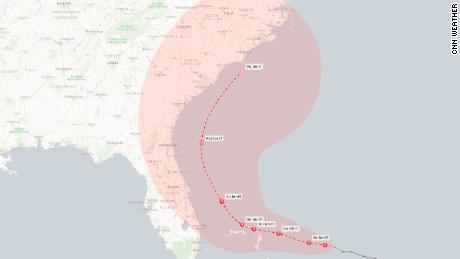 A forecast of Hurricane Dorian as of late Saturday afternoon. 