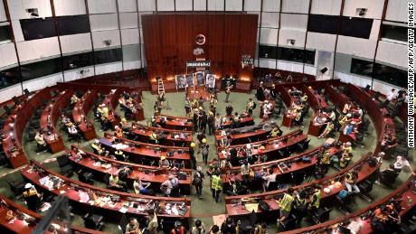 Chaotic scenes inside LegCo.