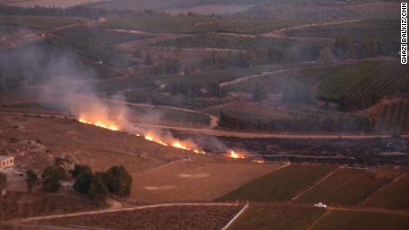 Shortly after the cross-border clashes, Lebanese firetrucks arrived at the scene to put out fires that set parts of the open fields ablaze.