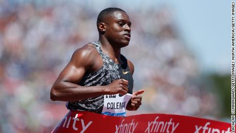 Christian Coleman ran a season-best time in the 100m at the Prefontaine Classic in California in June.