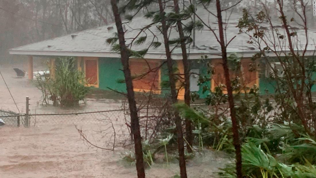 A house is flooded in Freeport on September 3.
