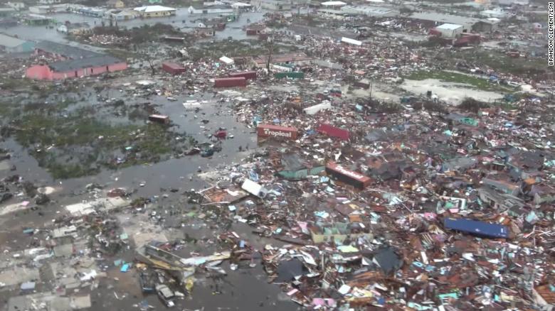 An aerial view of the devastation caused by Dorian on Great Abaco Island in the Bahamas.