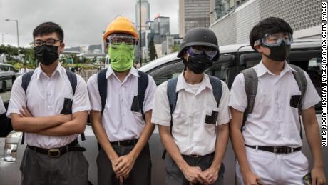 Students take part in a school boycott rally on September 2, 2019, in Hong Kong.