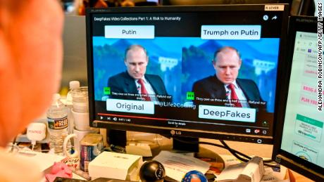 A AFP journalist views a video on January 25, 2019, manipulated with artificial intelligence to potentially deceive viewers, or &quot;deepfake&quot; at his newsdesk in Washington, DC. - &quot;Deepfake&quot; videos that manipulate reality are becoming more sophisticated and realistic as a result of advances in artificial intelligence, creating a potential for new kinds of misinformation with devastating consequences. (Photo by Alexandra ROBINSON / AFP) / TO GO WITH AFP STORY by Rob LEVER &quot;Misinformation woes may multiply with deepfake videos&quot;        (Photo credit should read ALEXANDRA ROBINSON/AFP/Getty Images)