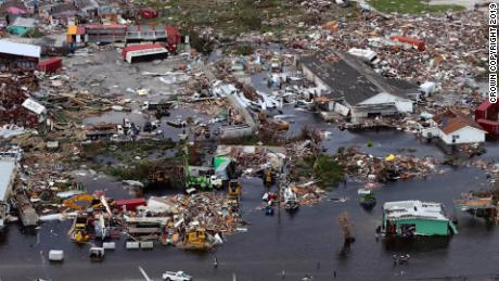 Damage from Dorian on Great Abaco Island is seen in this aerial image released by the UK Ministry of Defence.  