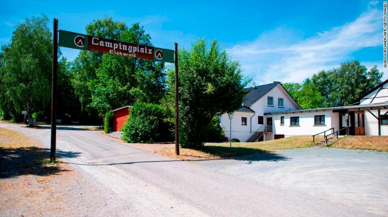 The entrance to the Eichwald camping site in Luegde, northwestern Germany. 