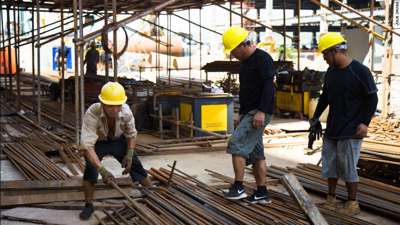 Many of the workers on the construction sites are Chinese. The jobs left over for locals are tough and dangerous.