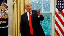 President Donald Trump speaks after presenting the Presidential Medal of Freedom to former NBA basketball player and general manager Jerry West, in the Oval Office of the White House, Thursday, September 5, 2019, in Washington.