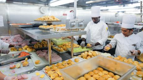   Royal Caribbean chefs prepare meals for the Bahamas. 