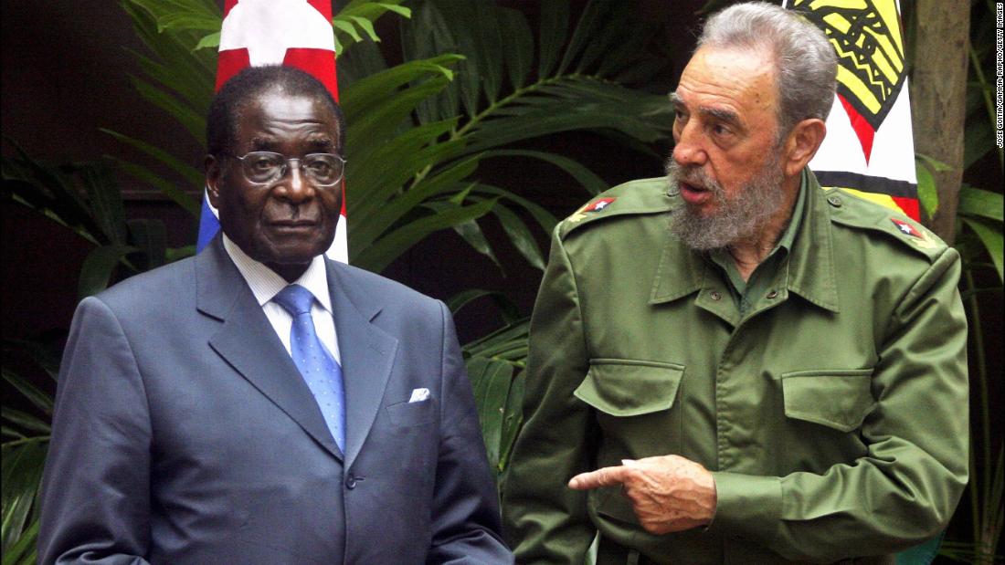 Mugabe and Cuban President Fidel Castro are seen in Havana, Cuba, in September 2005.