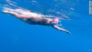 Ferguson during her 65 kilometer swim around Easter Island.