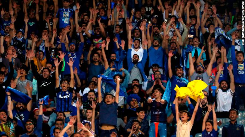 Esteghlal supporters attend the AFC Champions League group C football match between Iran&#39;s Esteghlal and Qatar&#39;s Al Duhail at the Azadi Stadium in Tehran on May 6, 2019.